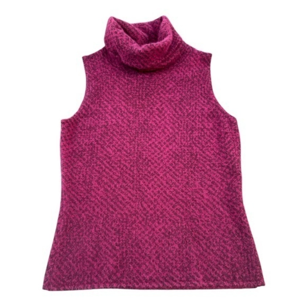 Classiques Entier Lambs Wool Angora Sleeveless Turtleneck Sweater Purple Shimmer